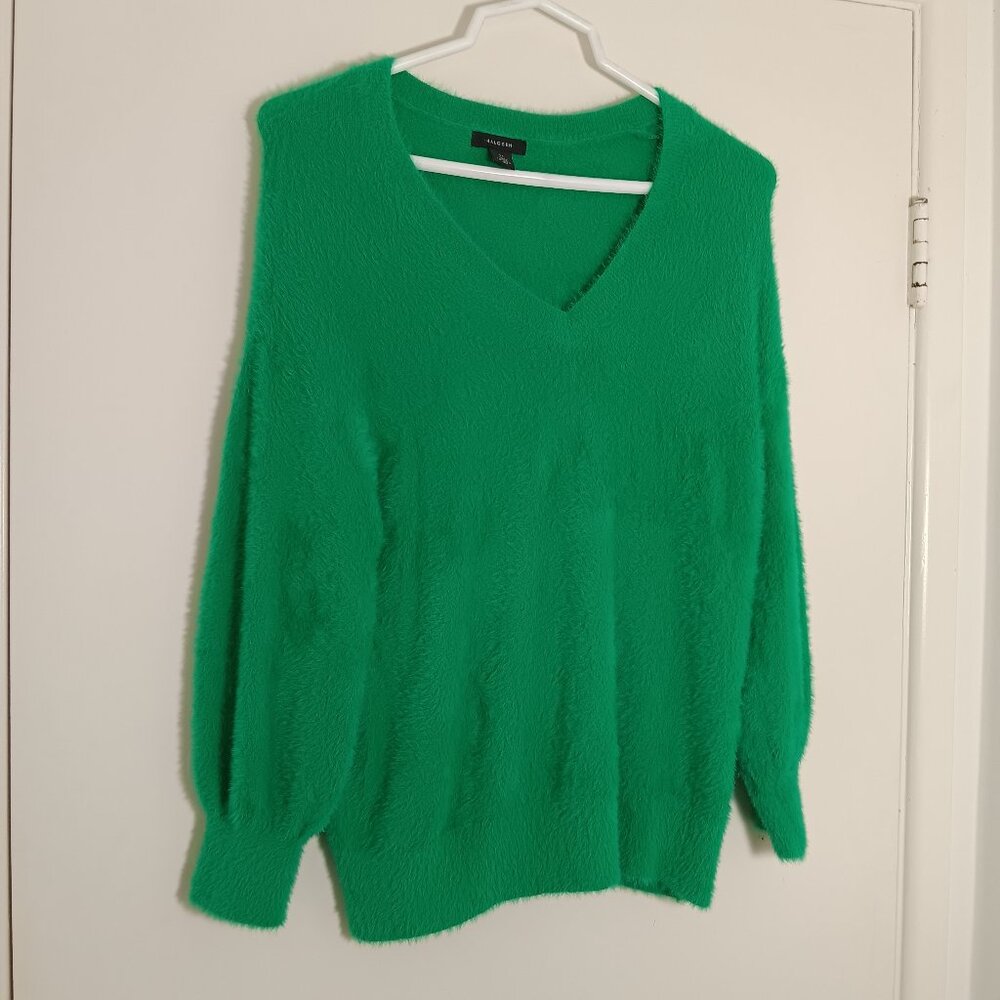 halogen  sweater womens  vneck  long  sleeve  pullover green  solid xs